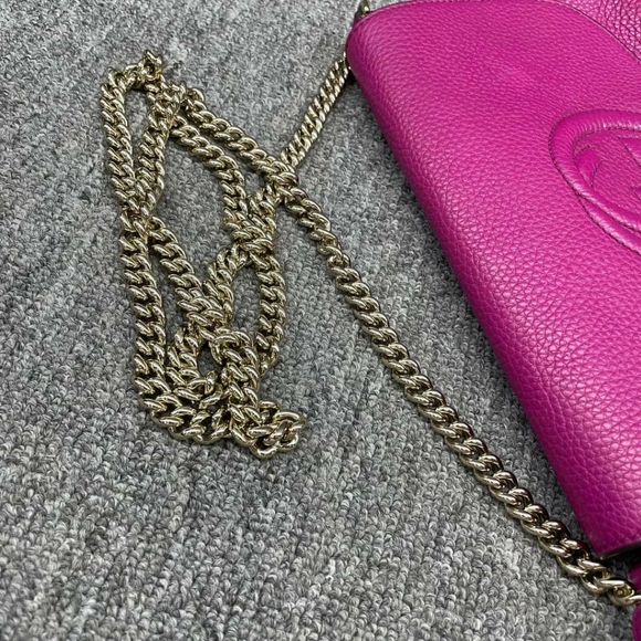 100% Authentic GUCCI Soho Pink Leather Shoulder Bag - Picture 8 of 13